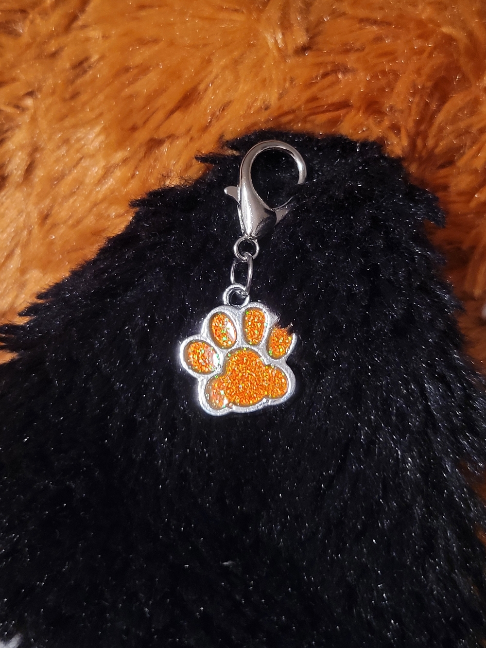 Orange And Glitter Smooth Paw Print Charm (Small) NWOT